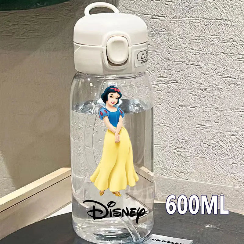 Straw 600/400ML Water Cup Princess Children Portable Plastic Mermaid Frozen Transparent Large Capacity Sport Water Bottle