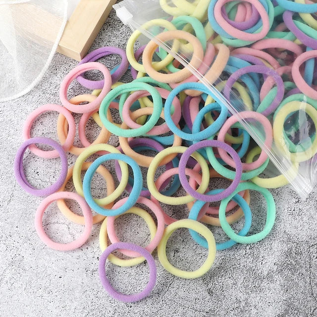 50Pcs Women Girl Mixed Colors Hair Bands 4cm Basic Hair Ties Elastic Headband Simple Hair Scrunchies Accessories Ponytail Holder