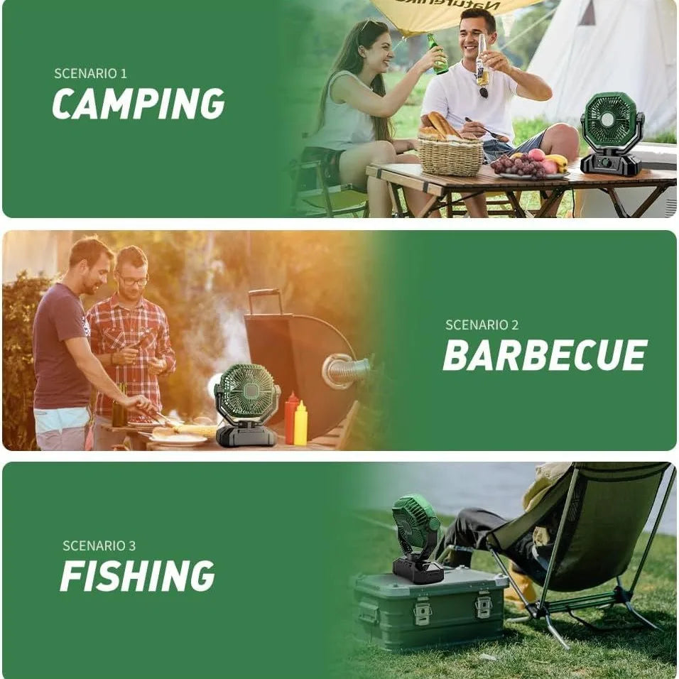 20000mah camping fan, LED fan, solar lighting, portable outdoor camping fan, 16 speed remote control, timed shaking head