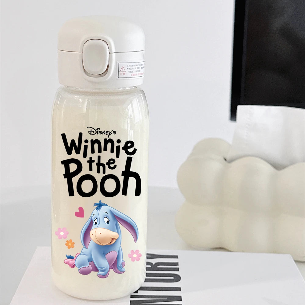 Pooh Bear Mickey Mouse 600ml Cartoon Water Bottle Portable Cute Straw Cup Kids Leak-proof Drinking Jug Outdoor Camping Travel