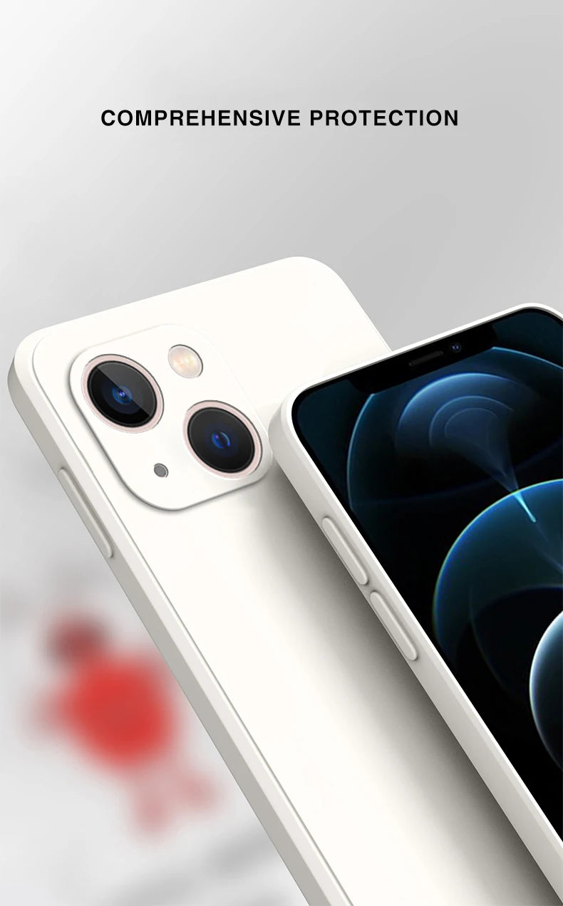 New Square Liquid Silicone Phone Case for iPhone 14 13 7 8 Plus X XR XS 11 12 Pro Max SE 2020 Camera Protective Cover