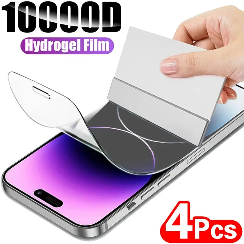 4Pcs Hydrogel Film Full Cover For iPhone 11 12 13 14 15 Pro Max Screen Protector For iPhone X XS MAX XR 6 7 8 Not Glass