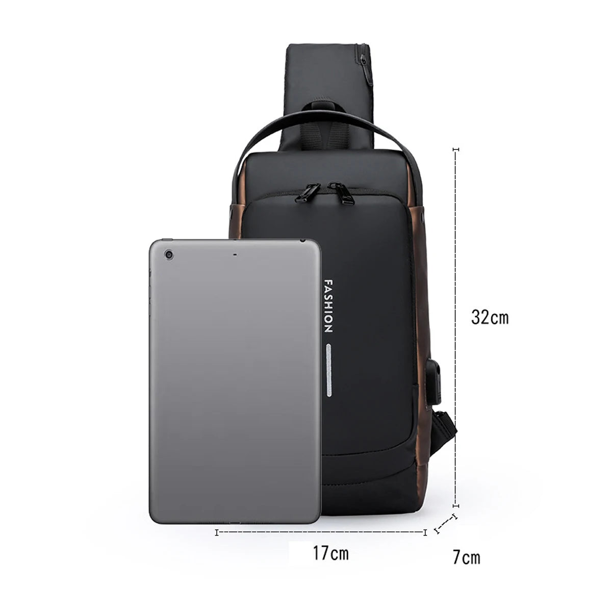 Men's Multifunction Anti-theft USB Shoulder Bag Man Crossbody Cross Body Travel Sling Chest Pack Messenger Pack for Male-LJX
