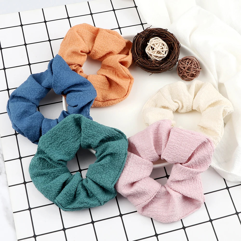 5Pcs/Lot Girl Pink Red Hair Band Accessories Fashion Large Hair Ties Solid Color Elastic Scrunchies For Women Ponytail Hairstyle