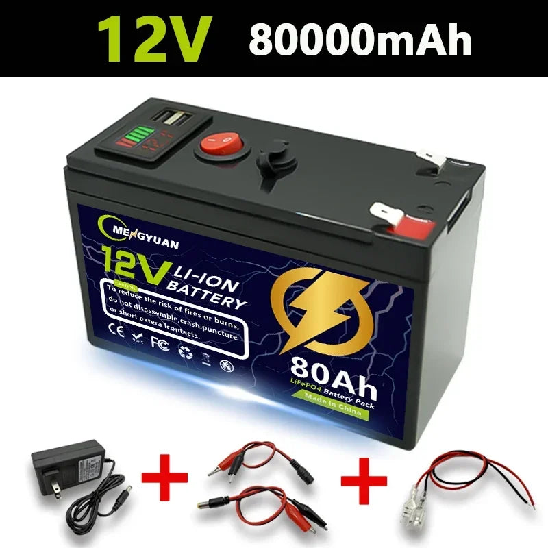 12V 150Ah LiFeP04 Battery Deep Cycle Lithium Battery 30A BMS 6000+ Cycles Perfect for Solar Fish Finder Power Wheel Boat Home RV