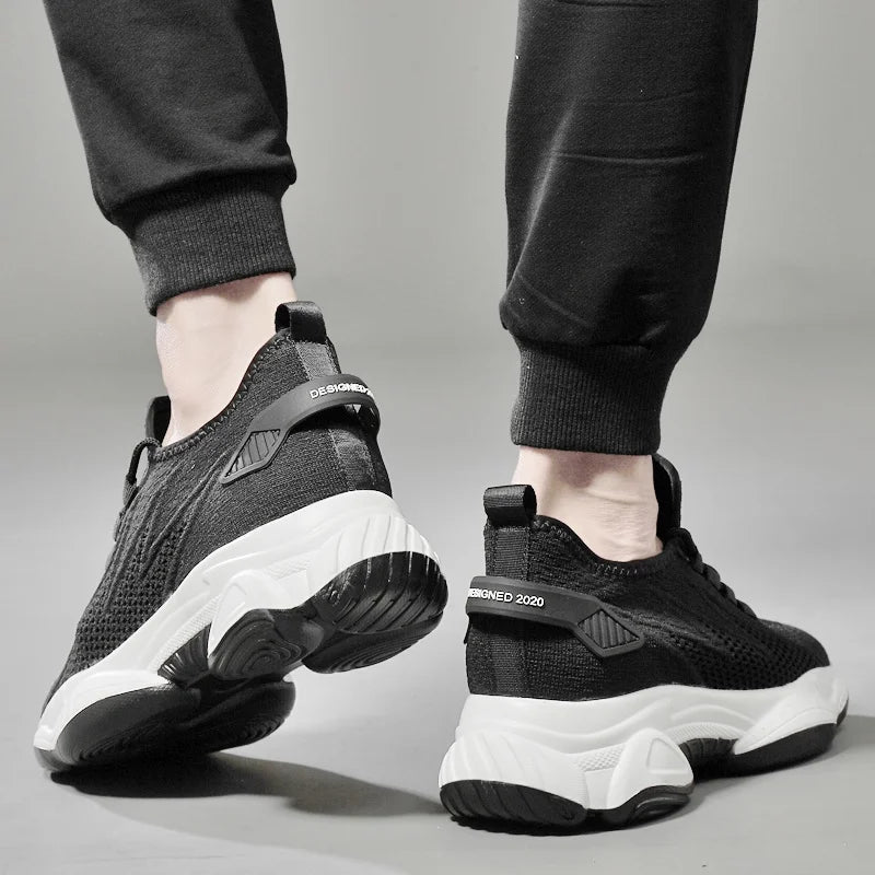 Chunky Sneakers Mesh Men's Elevator Sneakers 6cm 8cm Heel Lift Insole Plus Size36-44