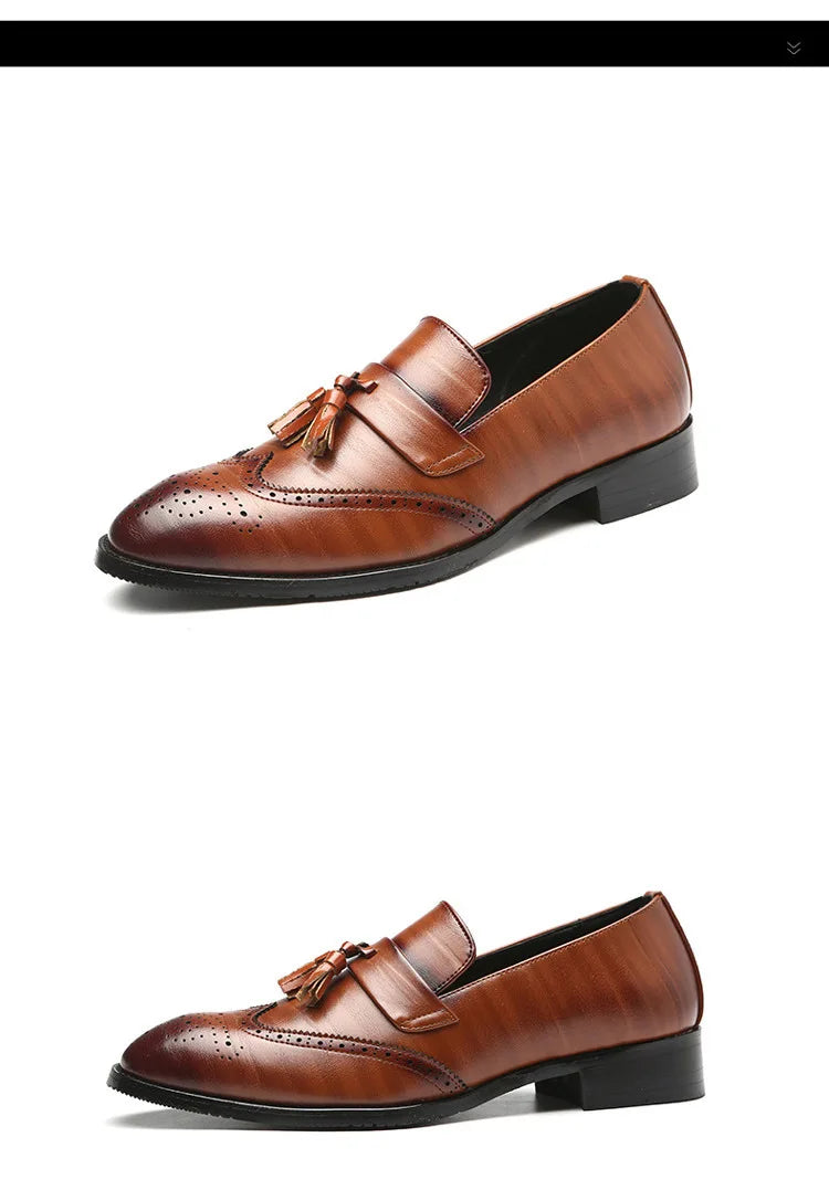 Luxury Men Leather Loafers designer Tassels Brogue Shoes Male Wedding Shoes Fashion High Quality Men Casual Shoes Big Size 37-48