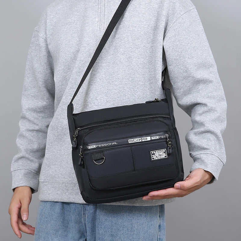 Lightweight Casual Oxford Shoulder Bags for Men Portable Large Capacity Crossbody Bag with Multi Pockets Daily Travel Bag Male