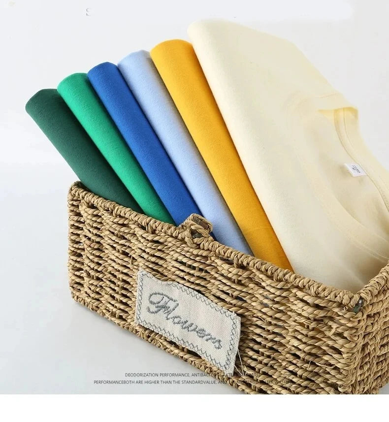180gsm Cotton Solid Colors Blank T Shirts Mens Women Short Sleeve Daily Tees Casual Regular Fit Summer Basic O-neck Tops