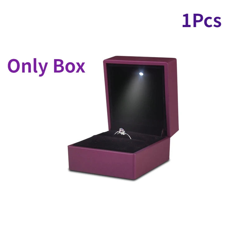 2024 Ring Box With LED Light Jewelry Diamond Ring Box Storage Wedding Ring Box Jewelry Organizer Storage Gift Box
