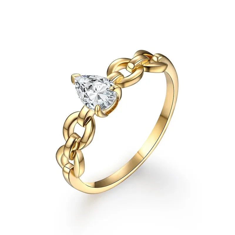 CHARMING Luxury Moissanite Rings for Women Yellow Gold Plated for Anniversary Wedding Engagement Customized Elegant Fine Jewelry