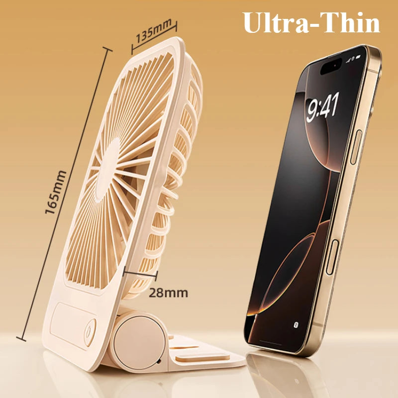 Eary Summer Portable Fans Magnetic Thin USB Rechargeable Air Cooling Fan 180° Adjustable 4-speed Cool Air for Home Office Study