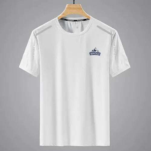 Men's Running Quick Drying T-shirts Breathable Hiking Fishing Tees Soft Elasticity Outdoor Sports Short Shirt Summer