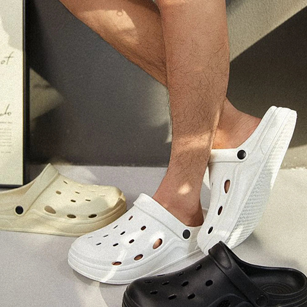 Summer Fashion Sandals Waterproof Slippers Men Shoes Outdoor Slides Soft Sole Garden Shoes Clogs EVA Beach Sandals Home Slippers