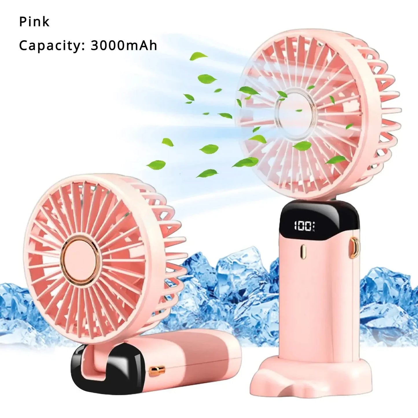 5000mAh Handheld Mini Fan Wireless USB Rechargeable Portable Digital Display Phone Holder Fan 5 Speed Foldable Neck Hanging Fans