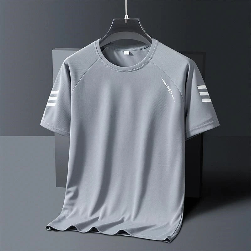 Simple Fashion Stripe Sports T Shirts For Men Summer Casual Outdoor Running 3D Printed T-shirts Loose Quick Dry Fitness Tees