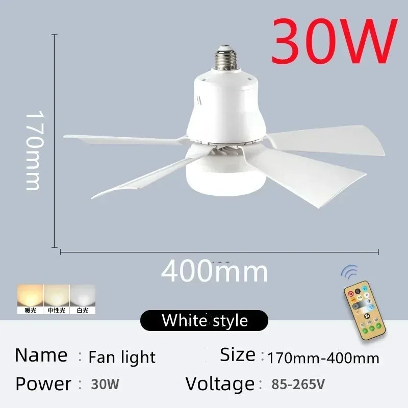 LED 30W Ceiling Fan Light E27 Remote Control Remote Dimming Fan Light Living Room Bedroom Study Home Electric Fans AC85-265V