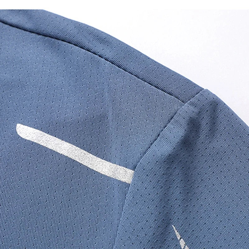 Men's Running Quick Drying T-shirts Breathable Hiking Fishing Tees Soft Elasticity Outdoor Sports Short Shirt Summer