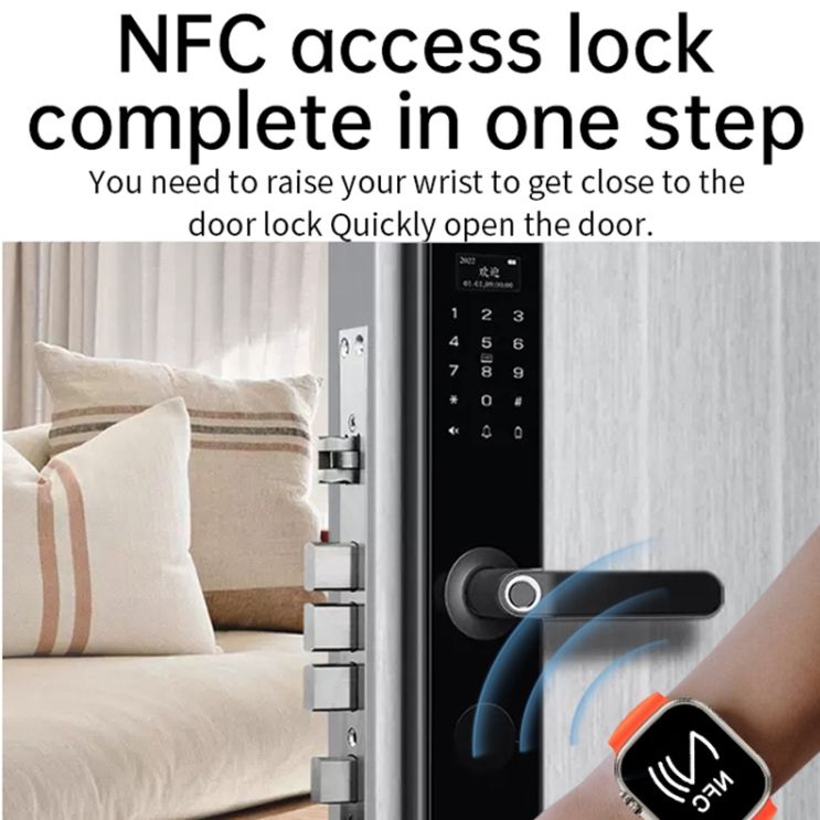 WS-E9 Ultra 2.2 inch IP67 Waterproof Metal Buckle Ocean Silicone Band Smart Watch, Support Heart Rate / NFC(Black)