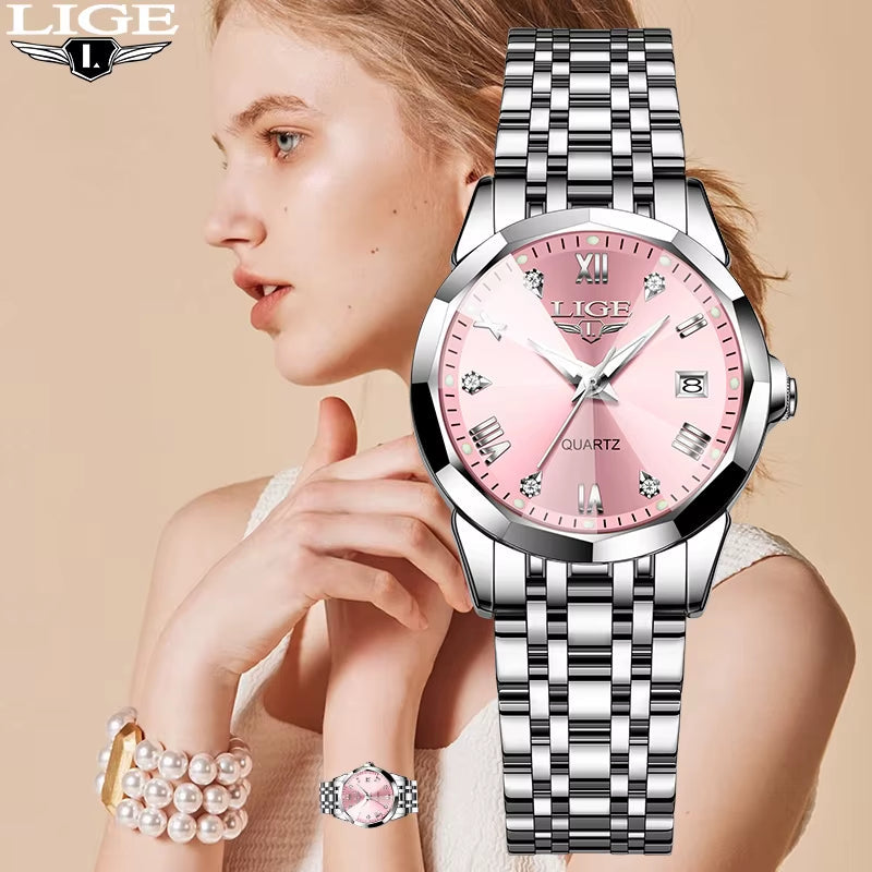 Elegant Ultrathin Nordic Simple Style Quartz Movement Women'S Wristwatch Fashion Stainless Steel Bracelet Belt Woman Watch