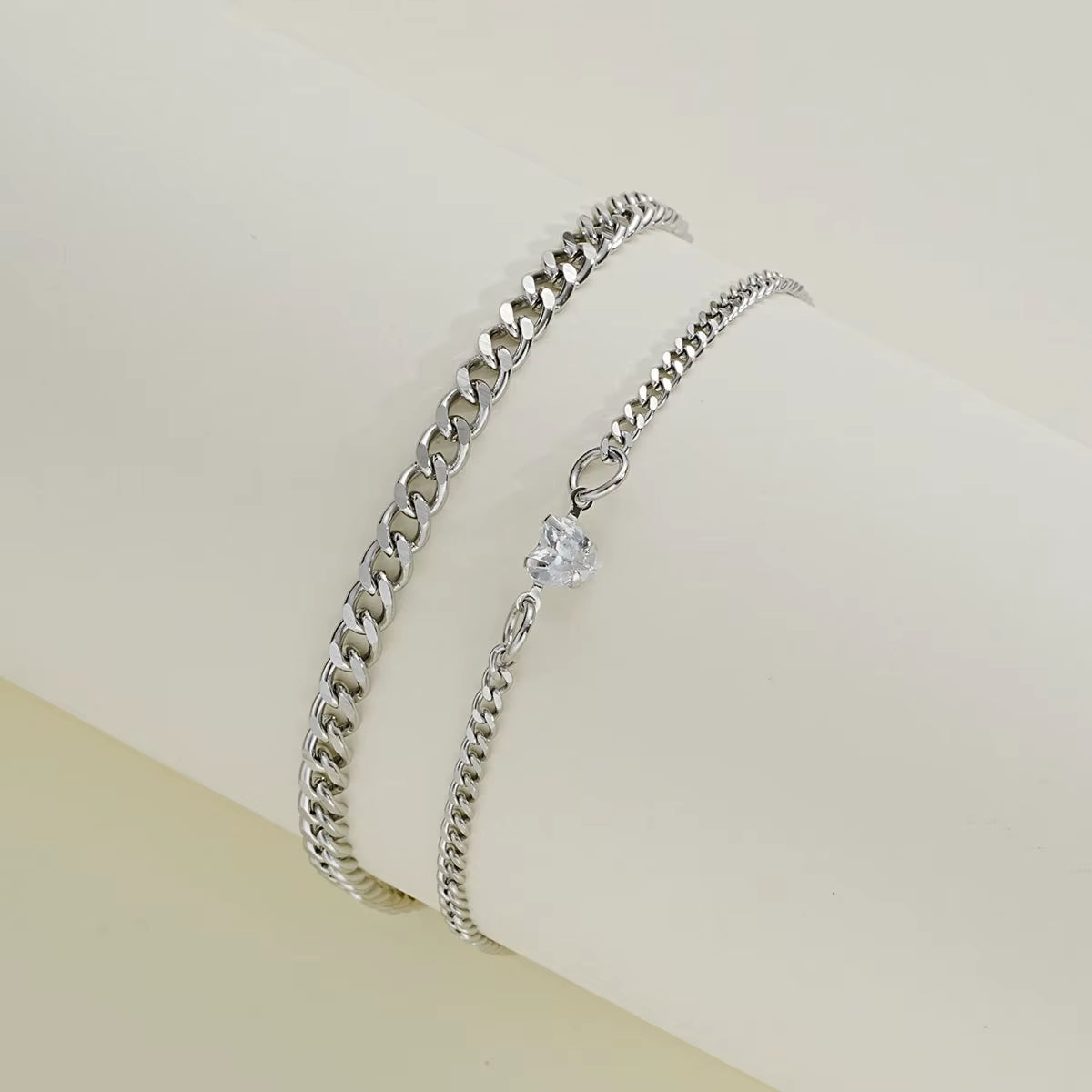 2-Piece Set Stainless Steel Couple Bracelets for Women Men Heart Couple Bracelet Valentine Day Jewellery Gifts Wholesale