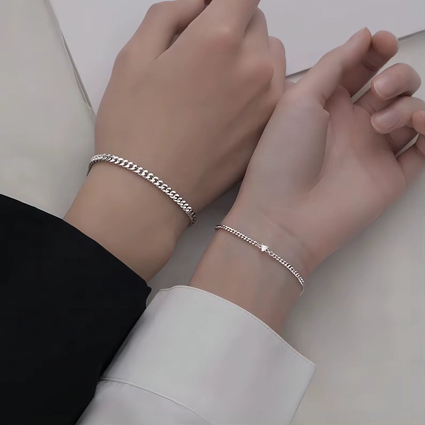 2-Piece Set Stainless Steel Couple Bracelets for Women Men Heart Couple Bracelet Valentine Day Jewellery Gifts Wholesale