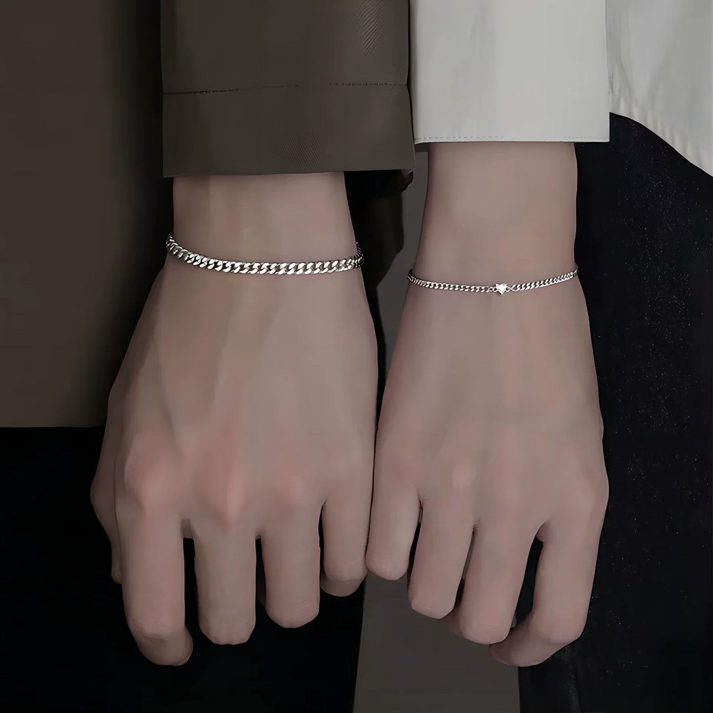 2-Piece Set Stainless Steel Couple Bracelets for Women Men Heart Couple Bracelet Valentine Day Jewellery Gifts Wholesale