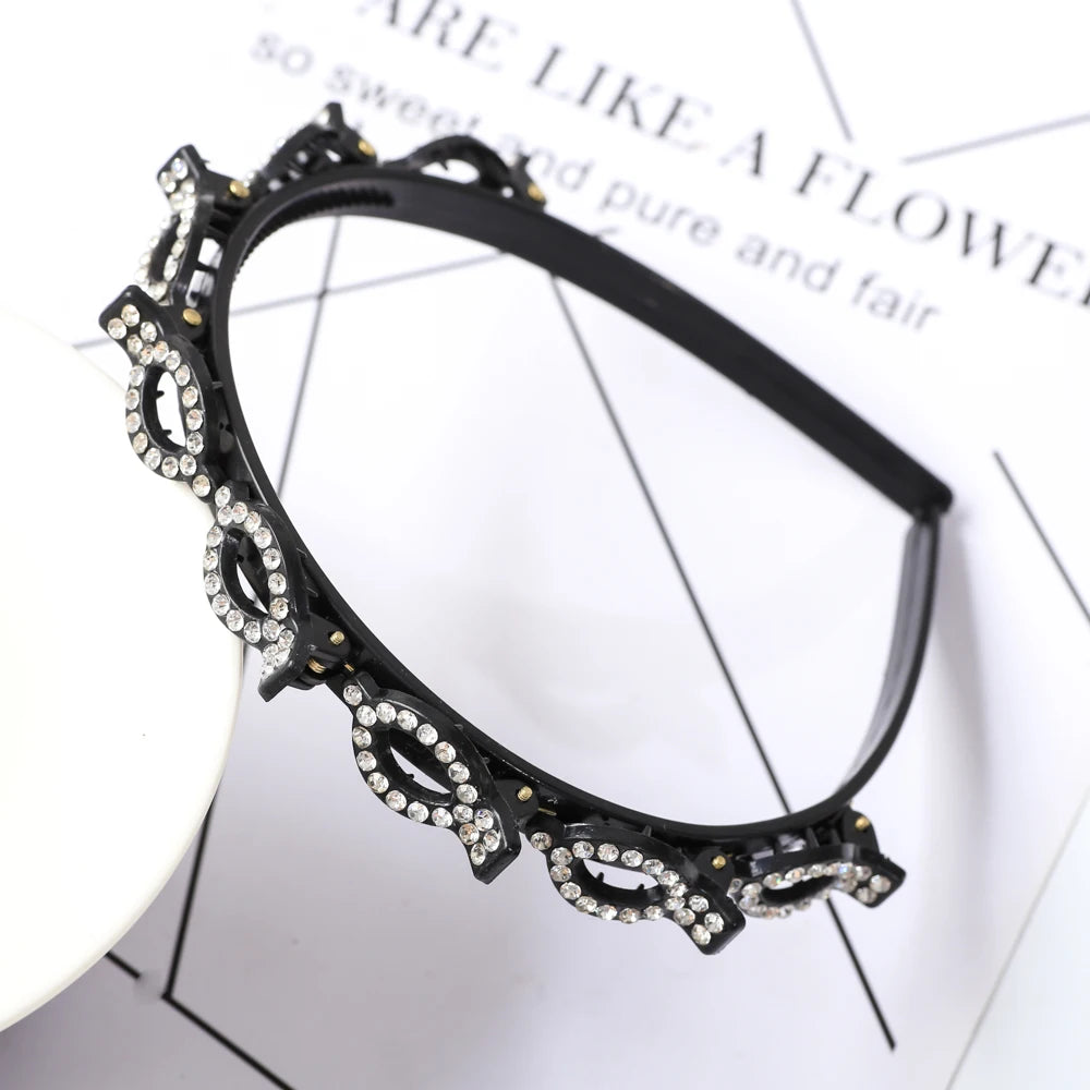 Double Layer Bands Clip Hairbands Fashion Plastic Braided Headband Punk New Knitting Womens Headwear Hair Accessories Pearl