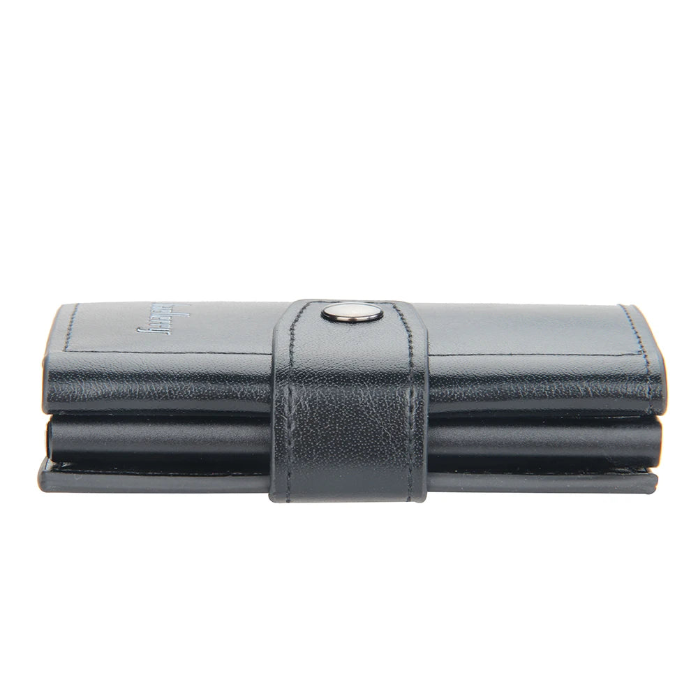New RFID Blocking Protection Men Wallet ID Credit Card Holder  Leather Metal Aluminum Business Bank Cardholder Purse