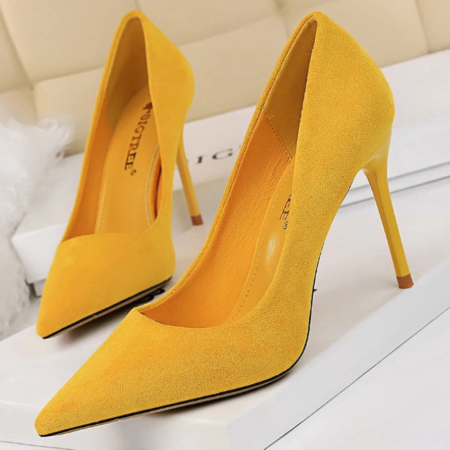BIGTREE Shoes Suede Woman Pumps New High Heels For Women Office Shoes Fashion Stiletto Heels Women Basic Pump Plus Size 42 43