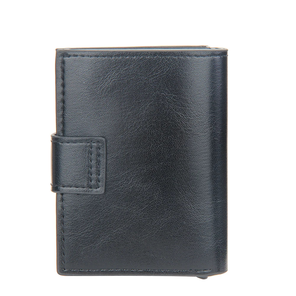 New RFID Blocking Protection Men Wallet ID Credit Card Holder  Leather Metal Aluminum Business Bank Cardholder Purse