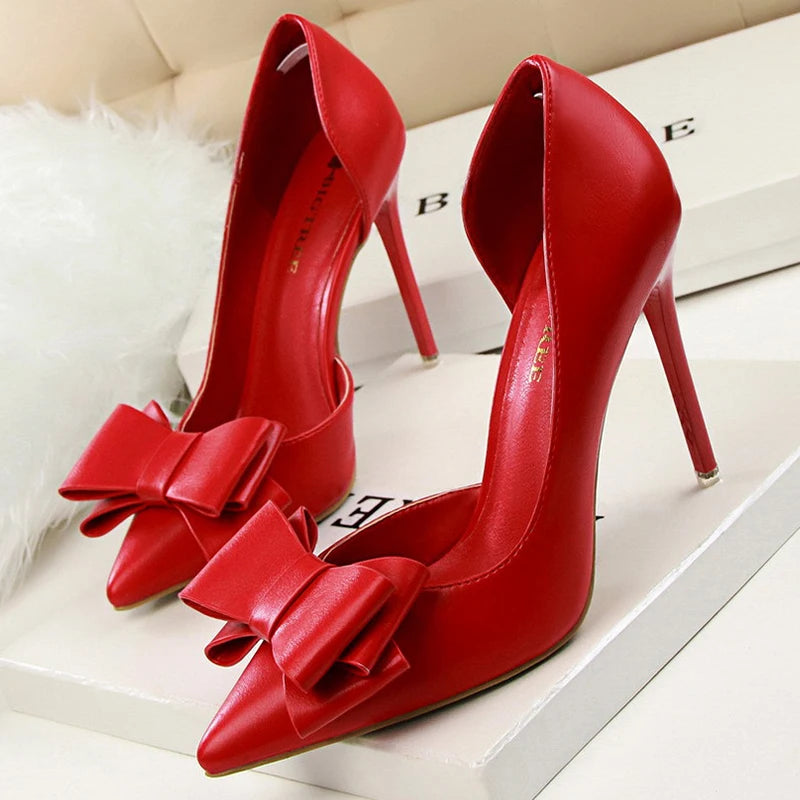 BIGTREE Shoes Bow-knot Woman Pumps Stiletto 10.5 Cm Women Basic Pump Pointed Toe Classic Pumps Sexy High Heels Women Shoes 2025