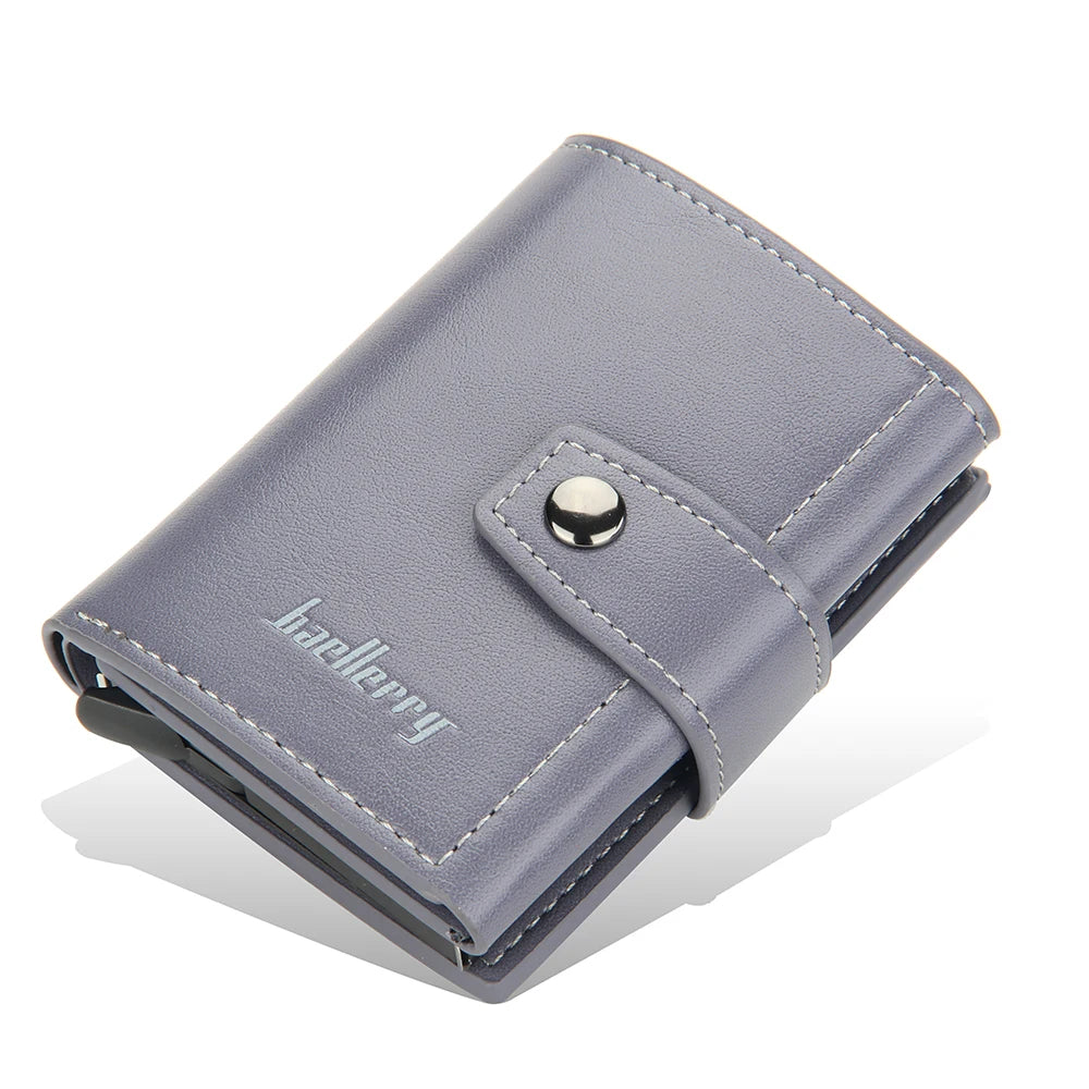 New RFID Blocking Protection Men Wallet ID Credit Card Holder  Leather Metal Aluminum Business Bank Cardholder Purse