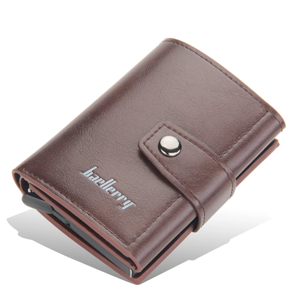 New RFID Blocking Protection Men Wallet ID Credit Card Holder  Leather Metal Aluminum Business Bank Cardholder Purse