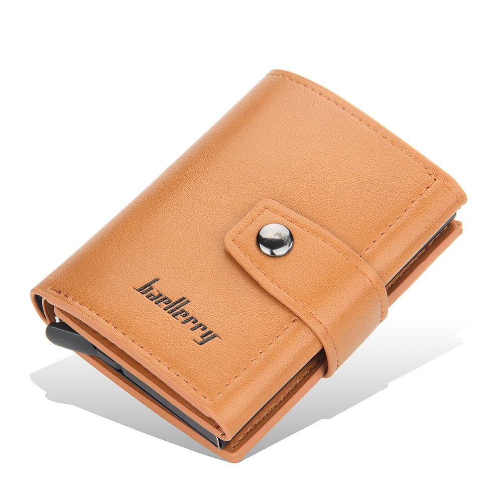 New RFID Blocking Protection Men Wallet ID Credit Card Holder  Leather Metal Aluminum Business Bank Cardholder Purse