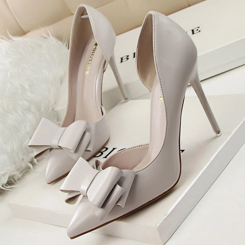 BIGTREE Shoes Bow-knot Woman Pumps Stiletto 10.5 Cm Women Basic Pump Pointed Toe Classic Pumps Sexy High Heels Women Shoes 2025