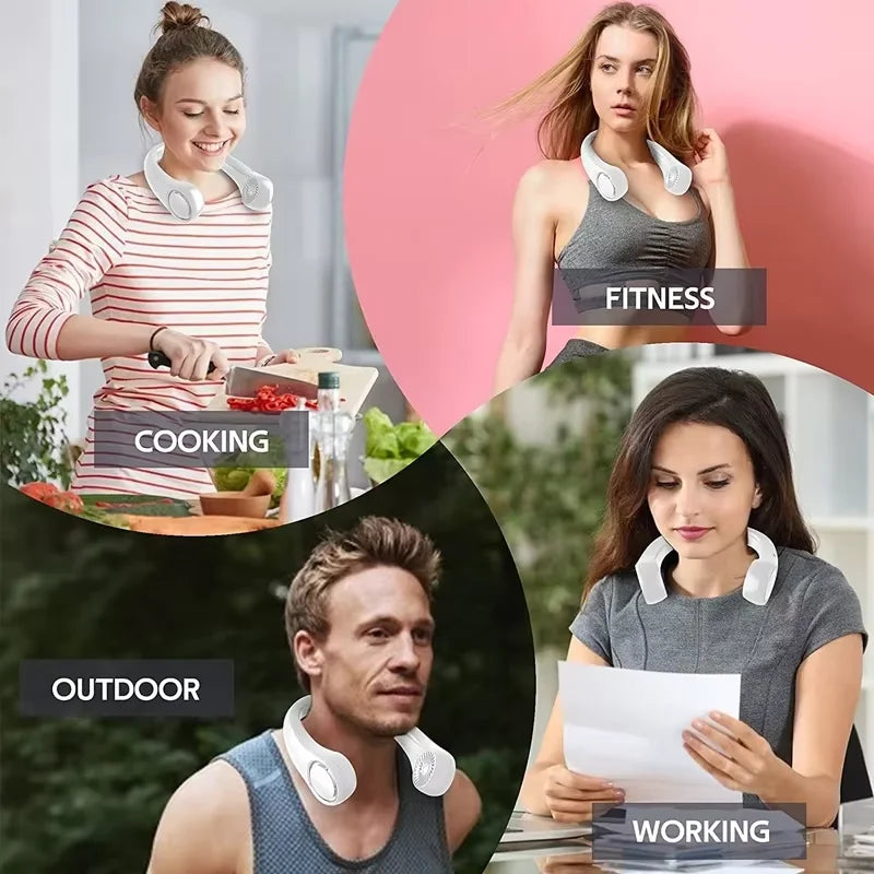 Portable Hands-Free Neck Fan,Bladeless Rechargeable 3-Speed Air Cooler,Battery Life&High Wind Speed for Outdoor, Sports, Travel