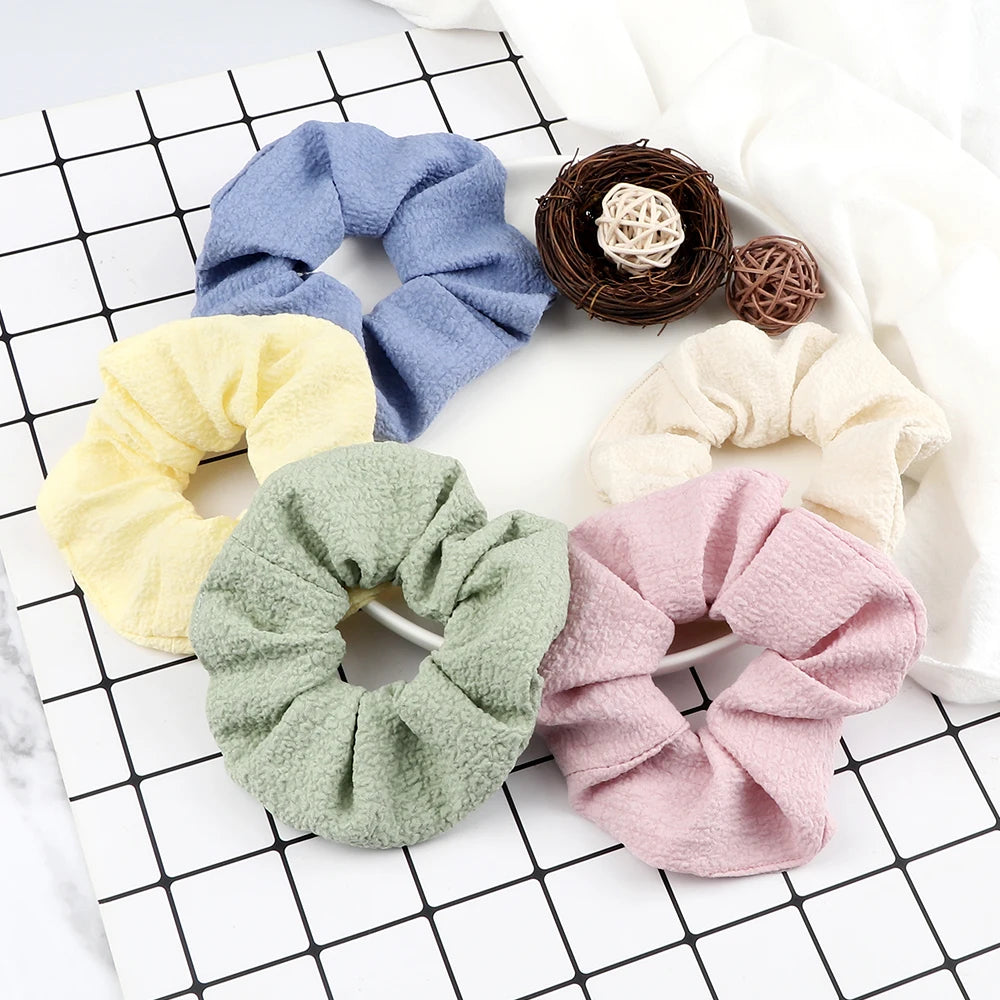 5Pcs/Lot Girl Pink Red Hair Band Accessories Fashion Large Hair Ties Solid Color Elastic Scrunchies For Women Ponytail Hairstyle