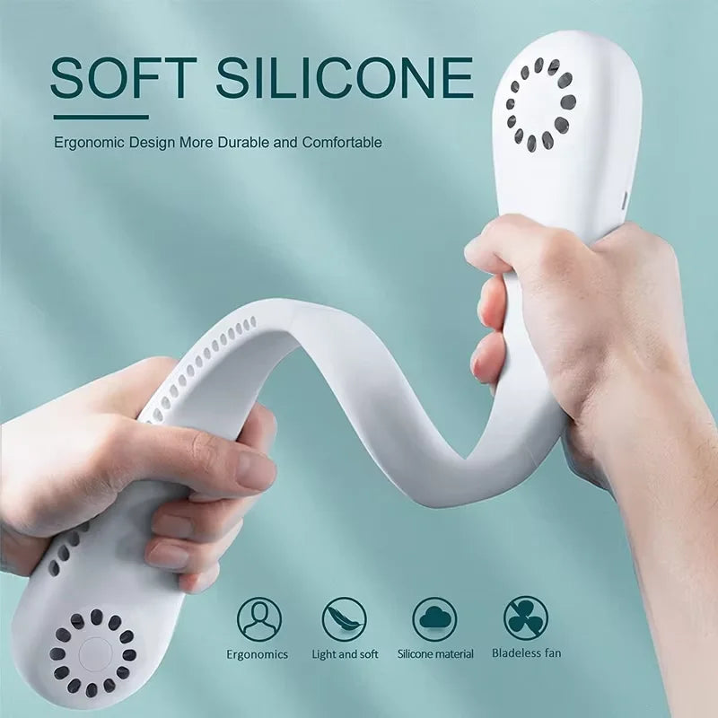 Portable Hands-Free Neck Fan,Bladeless Rechargeable 3-Speed Air Cooler,Battery Life&High Wind Speed for Outdoor, Sports, Travel