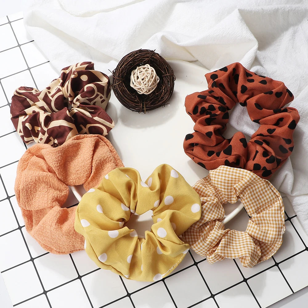 5Pcs/Lot Girl Pink Red Hair Band Accessories Fashion Large Hair Ties Solid Color Elastic Scrunchies For Women Ponytail Hairstyle