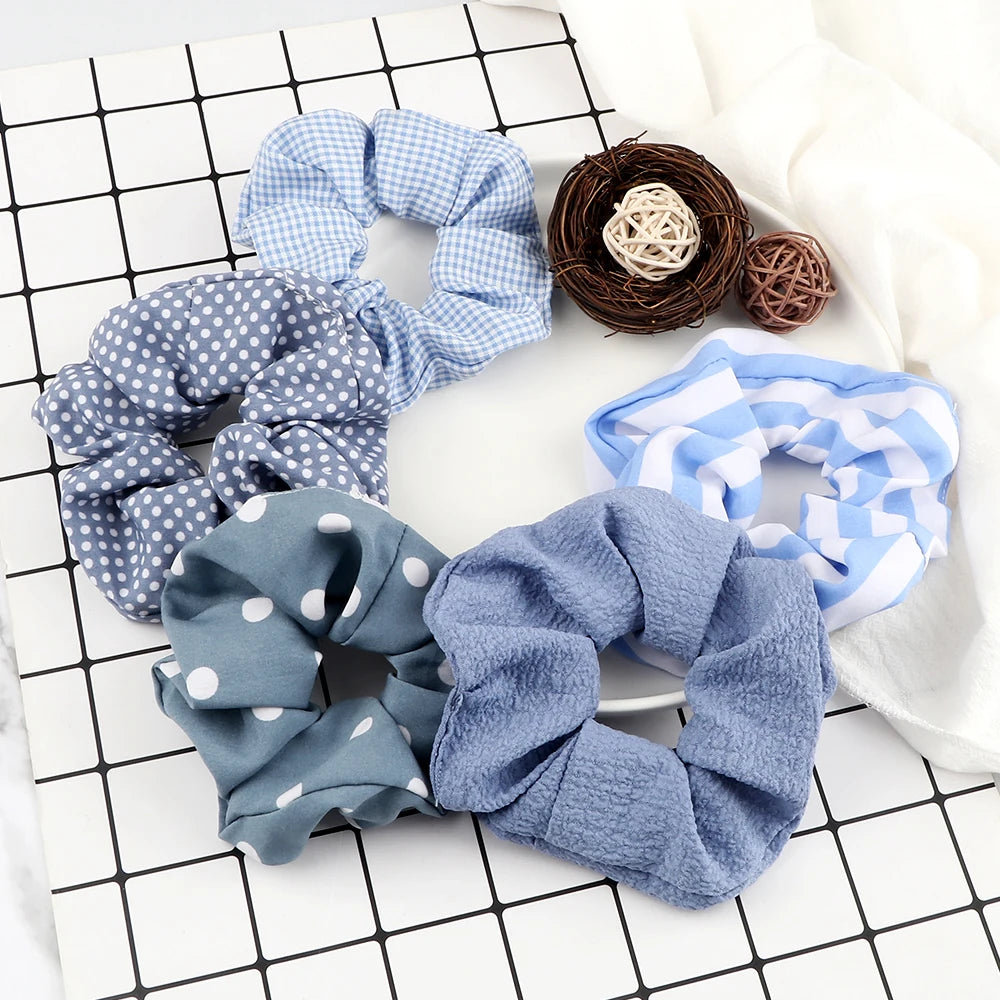 5Pcs/Lot Girl Pink Red Hair Band Accessories Fashion Large Hair Ties Solid Color Elastic Scrunchies For Women Ponytail Hairstyle