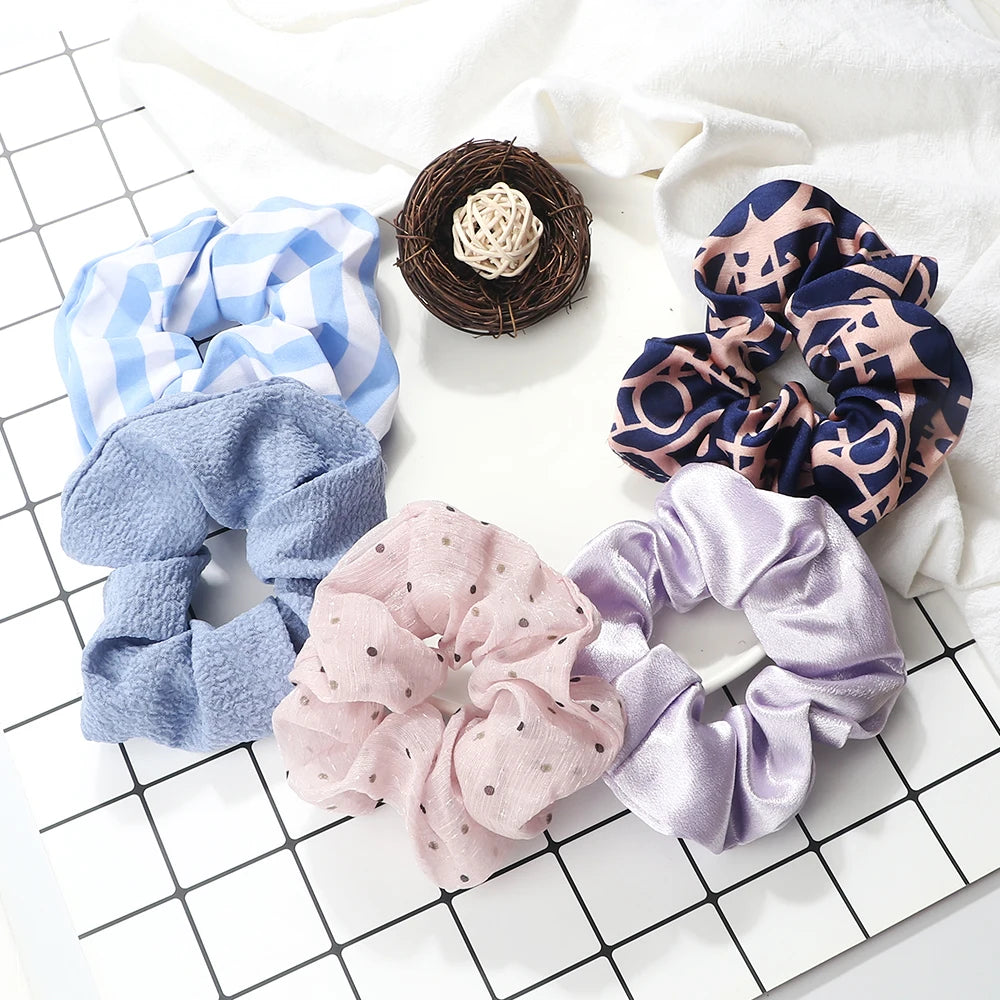 5Pcs/Lot Girl Pink Red Hair Band Accessories Fashion Large Hair Ties Solid Color Elastic Scrunchies For Women Ponytail Hairstyle