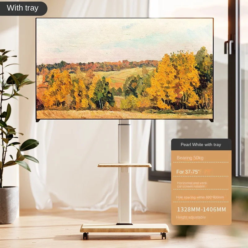 TV Stand Floor Horizontal And Vertical Rotation Mobile Cart Solid Wood Monitor All-in-one Live Casting Universal