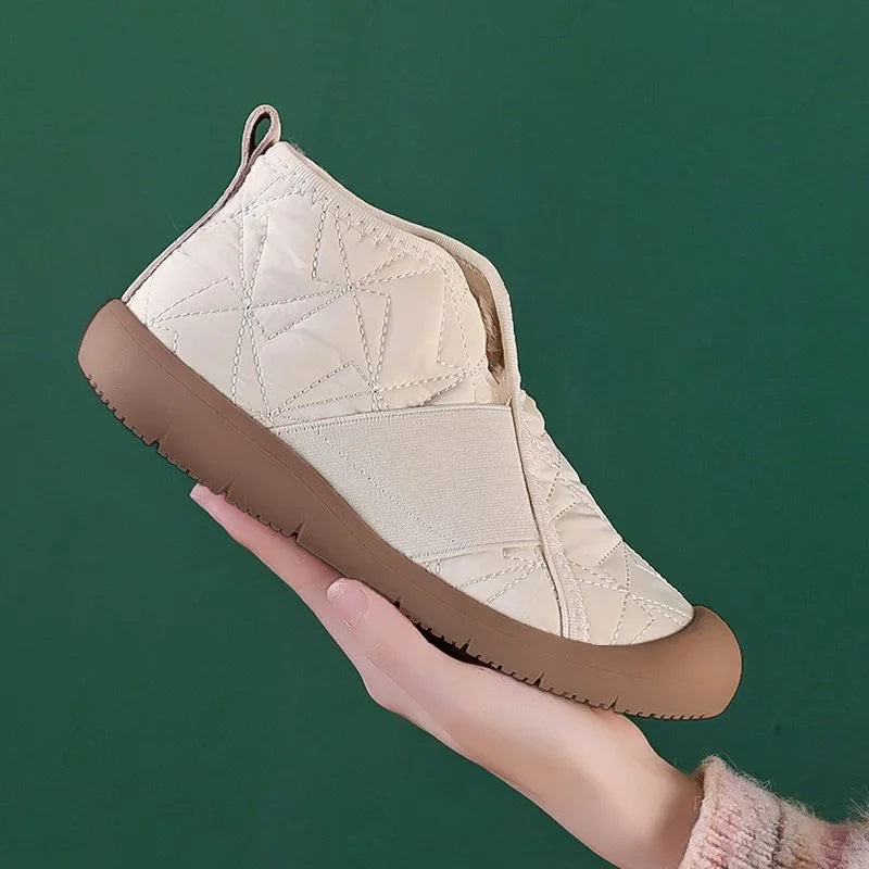 Women's Cotton Shoes 2024 Winter New Fashion Plush Warm Snow Boots Waterproof Anti Slip Comfort Plus Size 44 Casual Cotton Boots