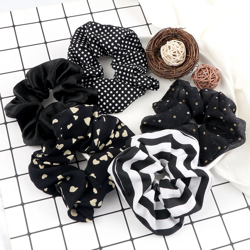 5Pcs/Lot Girl Pink Red Hair Band Accessories Fashion Large Hair Ties Solid Color Elastic Scrunchies For Women Ponytail Hairstyle