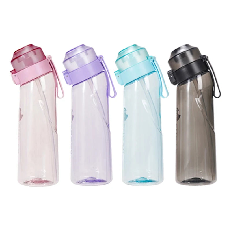 LUSQI 650ml Air Flavored Water Bottle With 7pc Random Flavor Pods Sports Straw Cup Tritan For Outdoor Sports Fitness BPA Free