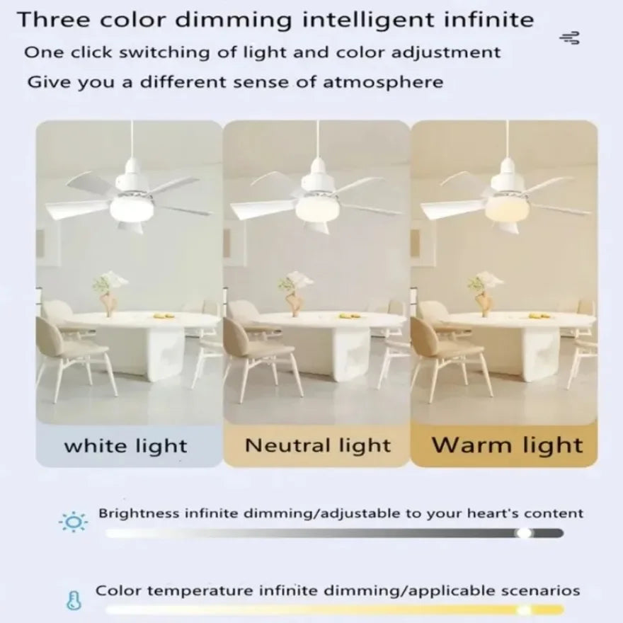 LED 30W Ceiling Fan Light E27 Remote Control Remote Dimming Fan Light Living Room Bedroom Study Home Electric Fans AC85-265V