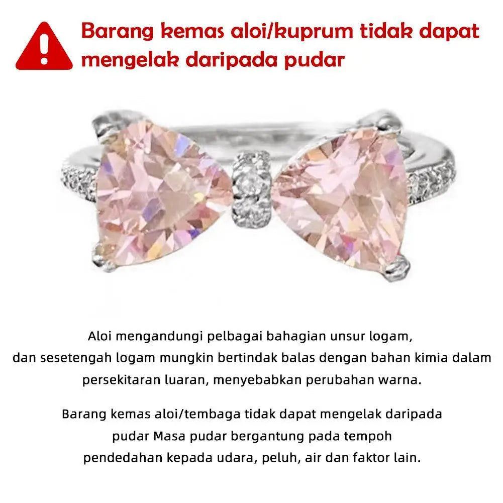 Arrived Romantic Lovely Pink Bowknot Design Female Exquisite Jewelry Bow Tie Zircon For Party And Dating P9Z7