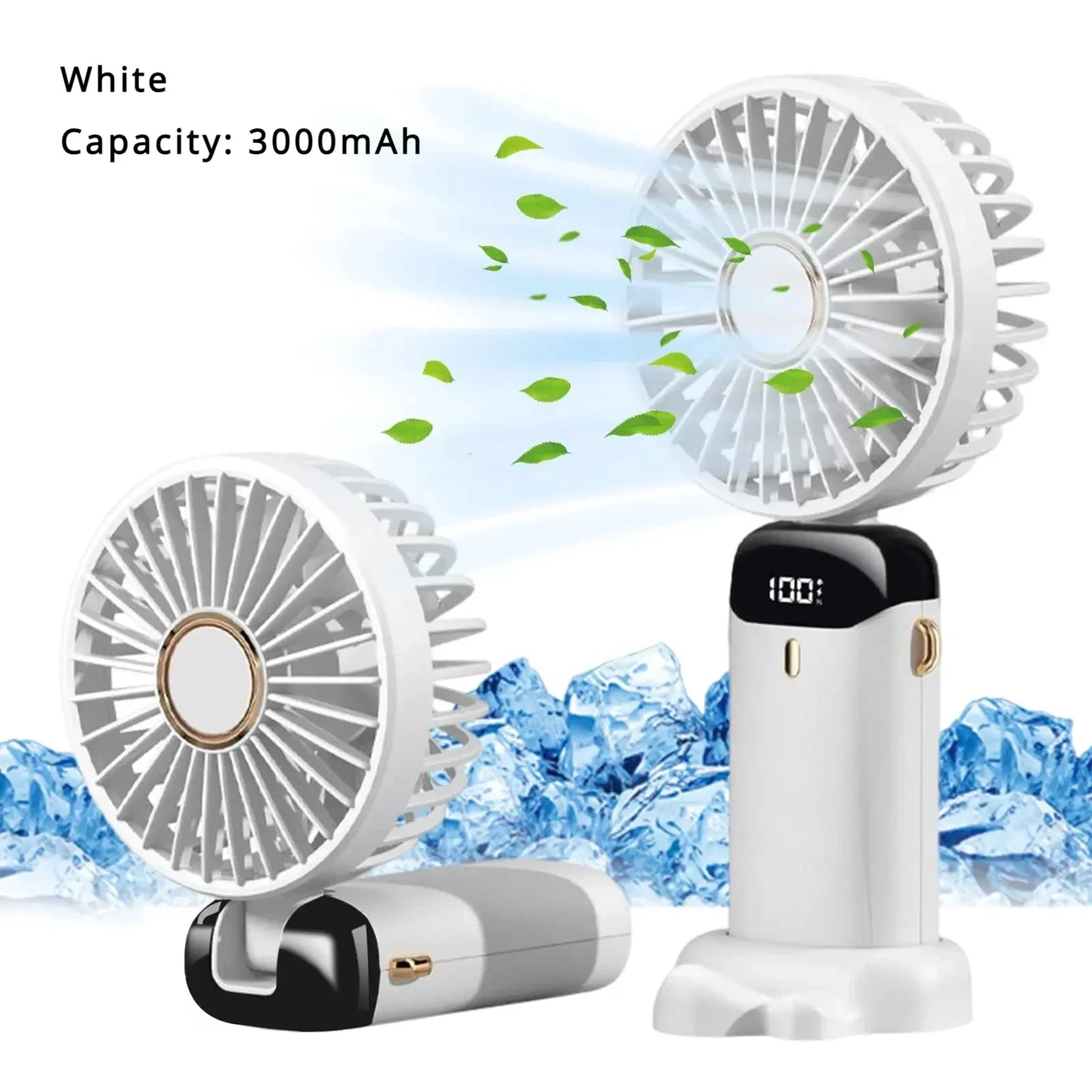 5000mAh Handheld Mini Fan Wireless USB Rechargeable Portable Digital Display Phone Holder Fan 5 Speed Foldable Neck Hanging Fans