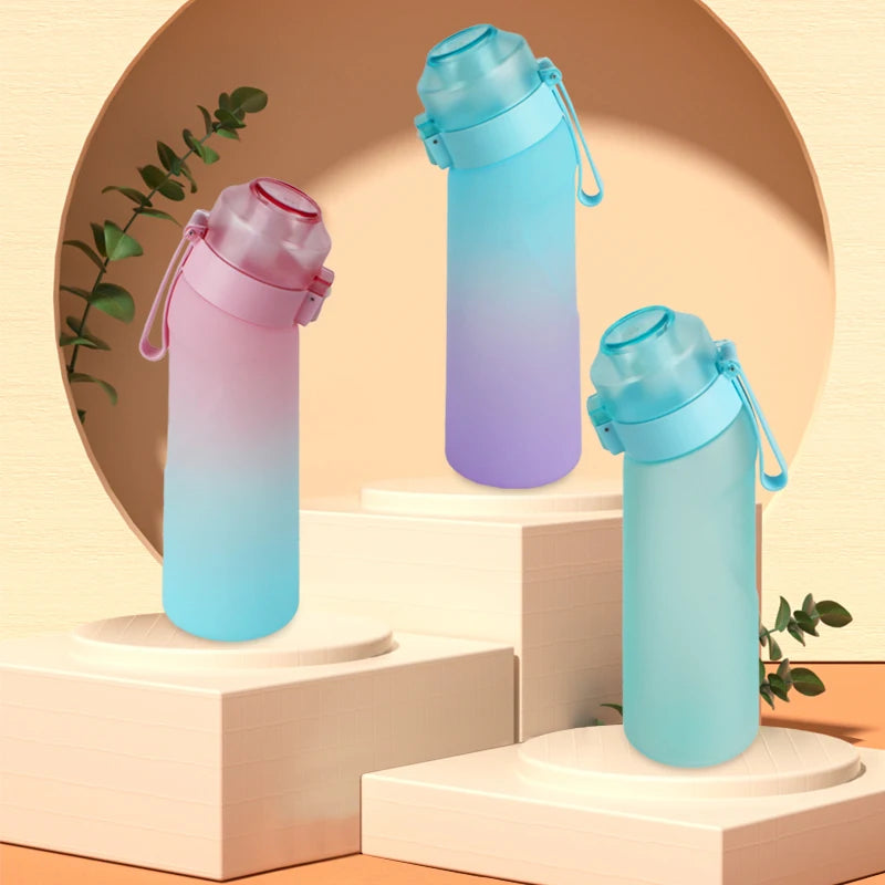LUSQI 650ml Air Flavored Water Bottle With 7pc Random Flavor Pods Sports Straw Cup Tritan For Outdoor Sports Fitness BPA Free